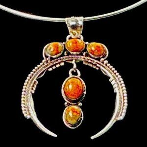 Sterling Silver Naja Pendant Bumblebee Jasper 2.5” New